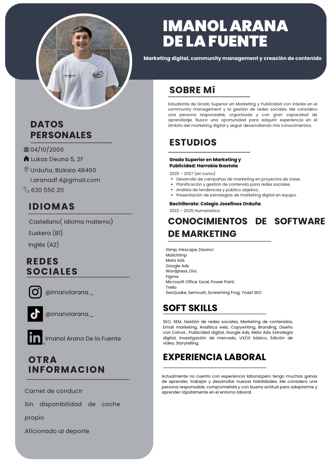 Currículum Vitae Imanol Arana